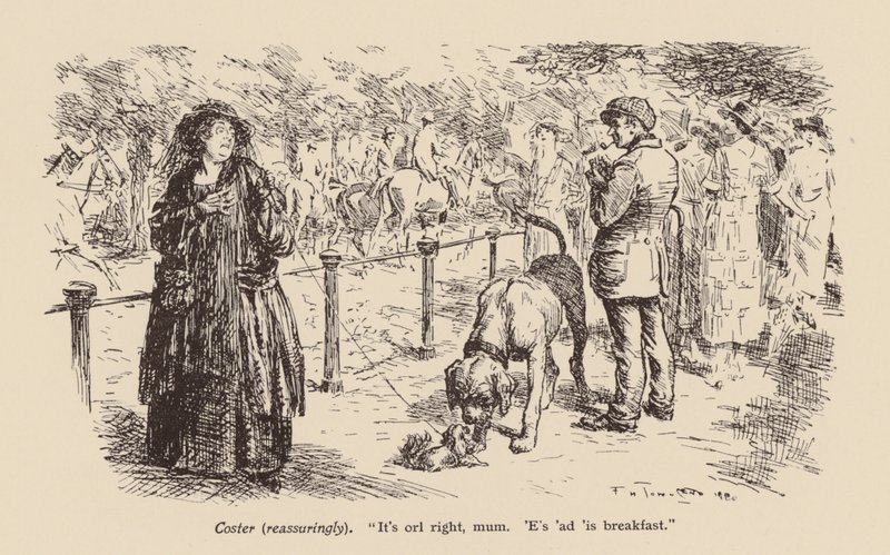 "Det är okej, mamma. Jag har ätit frukost" (litografi) av Frederick Henry Townsend
