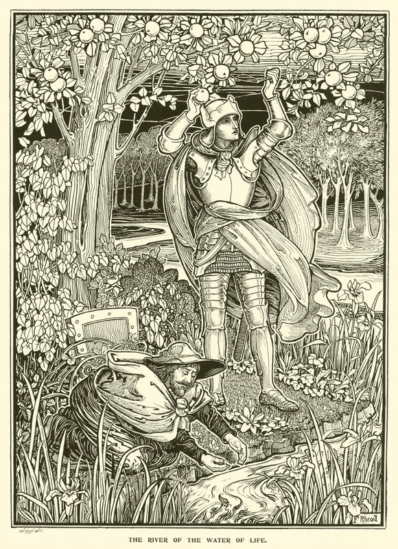 The River of the Water of Life (gravyr) av Frederick Hurten Rhead
