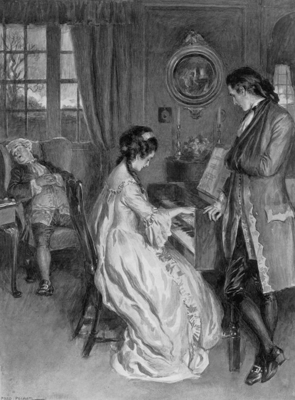 En scen från Henry Fieldings Tom Jones (litho) av Frederick Pegram