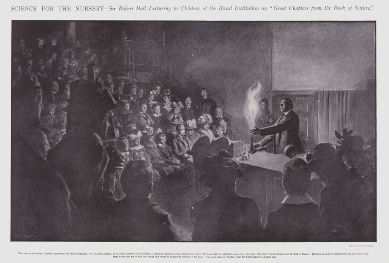 Sir Robert Ball föreläser för barn på Royal Institution (litho) av Frederick Pegram