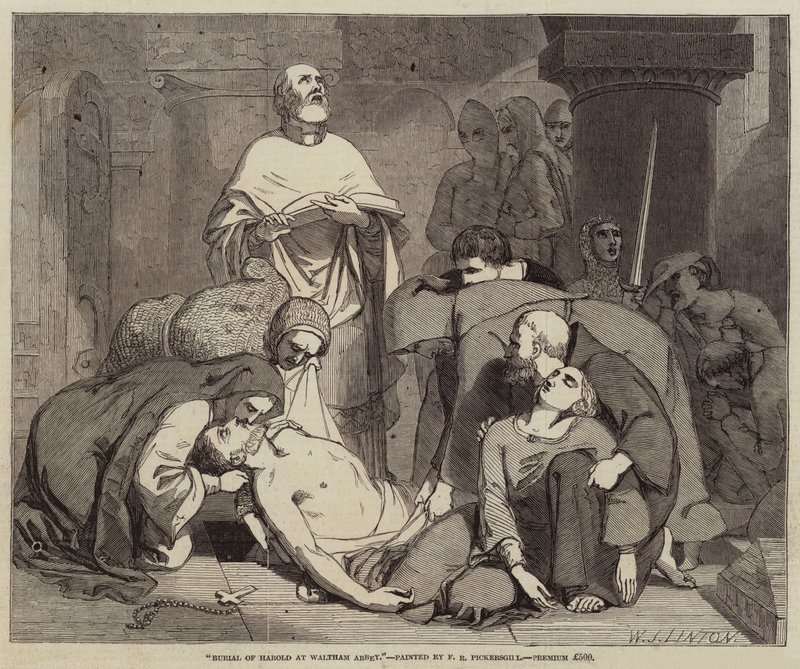 Begravning av Harold i Waltham Abbey av Frederick Richard Pickersgill