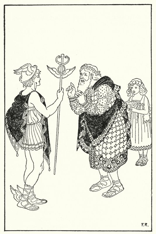 Midas uppfattade figuren av en främling som stod i rummet (litho) av Frederick Richardson