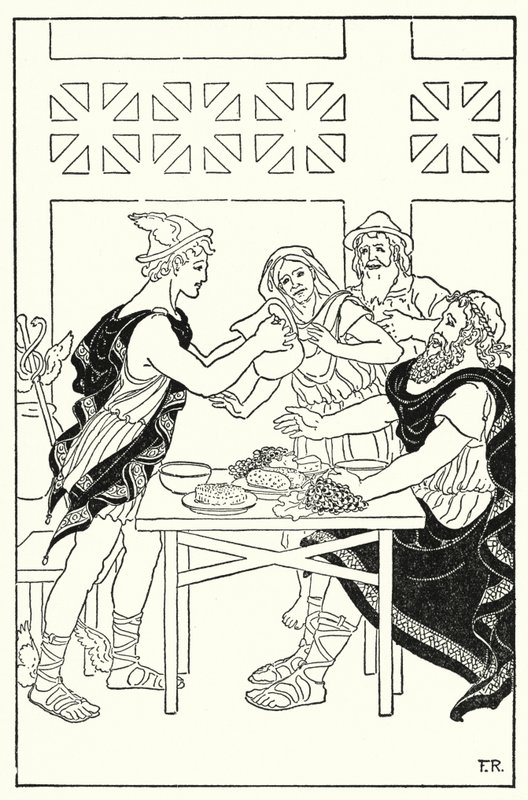 Quicksilver fortsatte med att fylla skålarna från kannan som skulle vara tom (litho) av Frederick Richardson