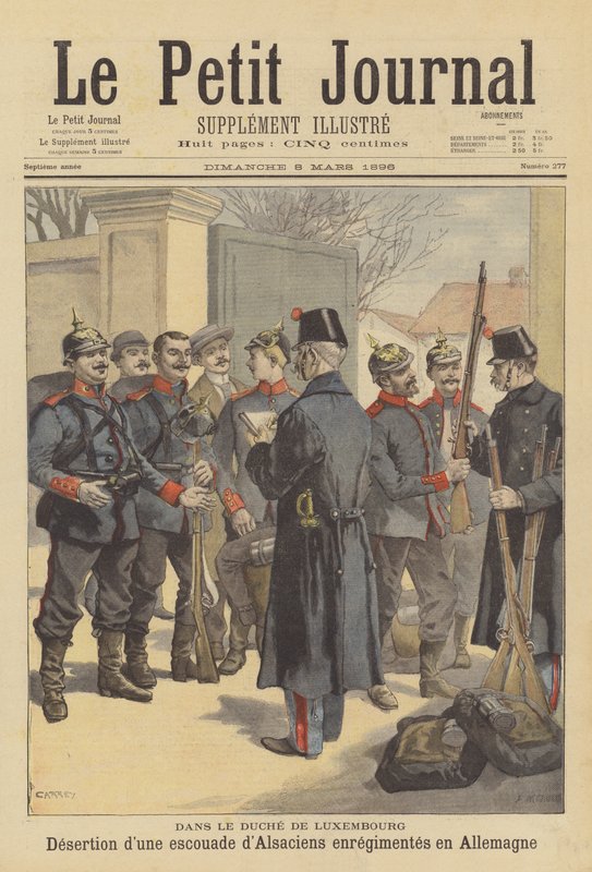 En grupp desertörer från Alsace från den tyska armén överlämnar sig till polisen i Luxemburg av French School
