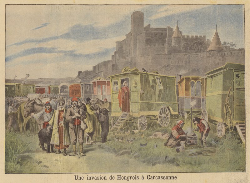 En invasion av ungerska zigenare i Carcassonne av French School