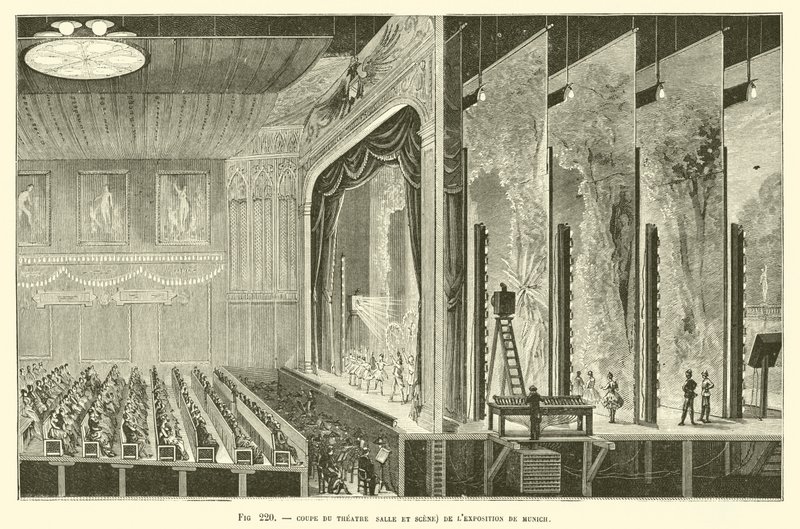 Avsnitt av teatern (rum och scen) av München-utställningen av French School