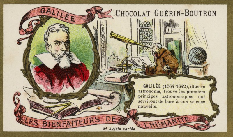 Galileo Galilei, italiensk fysiker, matematiker och astronom (chromolitho) av French School
