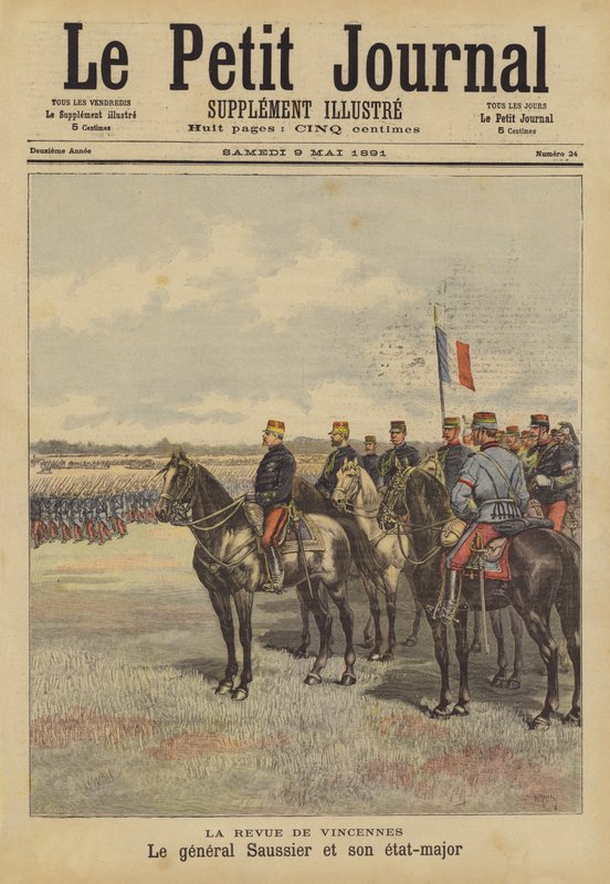 General Saussier och hans stab granskar den franska armén i Vincennes av French School