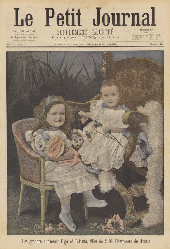 Storhertiginnorna Olga och Tatiana, döttrar till tsar Nicholas II av Ryssland av French School