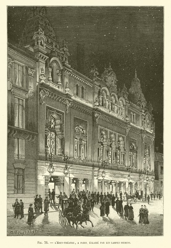 The Den-Theatre, I Paris Upplyst Av Siemens Lamps av French School