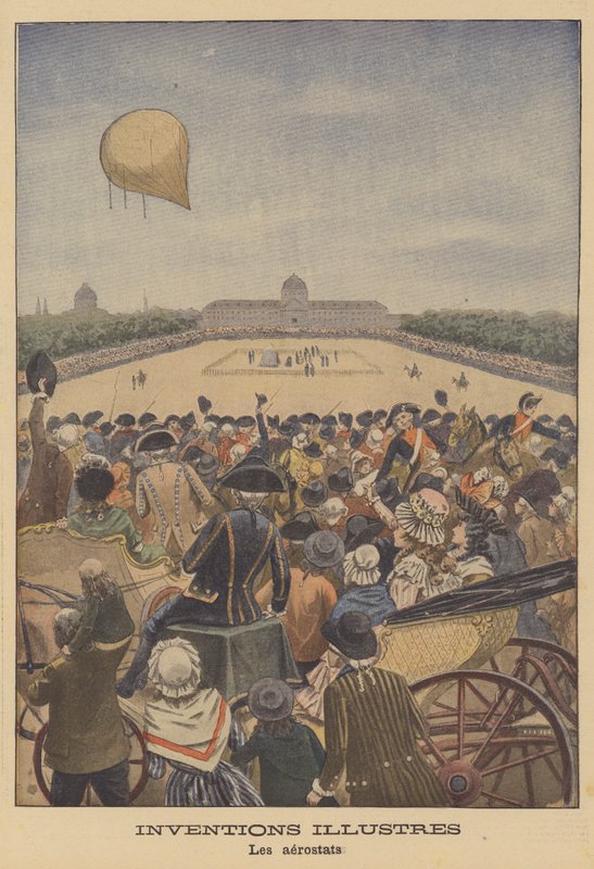 Lansering av den första väteballongen av Jacques Charles och bröderna Robert i Paris, 1783 av French School