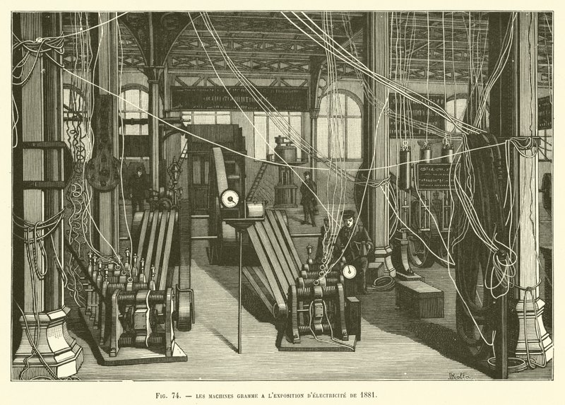 Grammaskinerna på Elektricitetsutställningen 1881 av French School