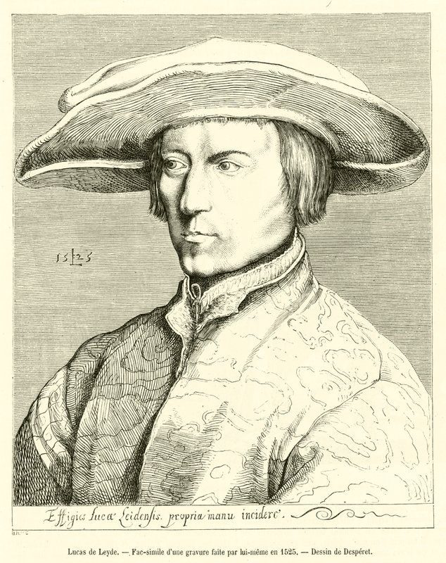 Lucas de Leyde, faksimil av en gravyr gjord av honom själv 1525 av French School