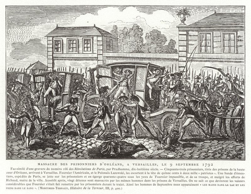 Massaker på fångarna i Orleans, Versailles, franska revolutionen, 9 september 1792 av French School