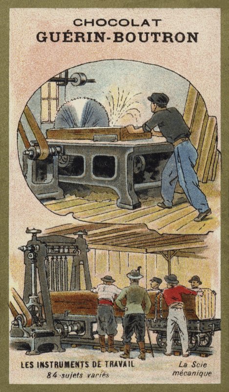 Mekaniska sågar (chromolitho) av French School