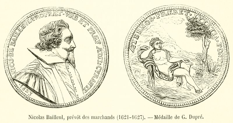 Nicolas Bailleul, prevot av köpmännen, 1621-1627, Medal of G Dupre av French School