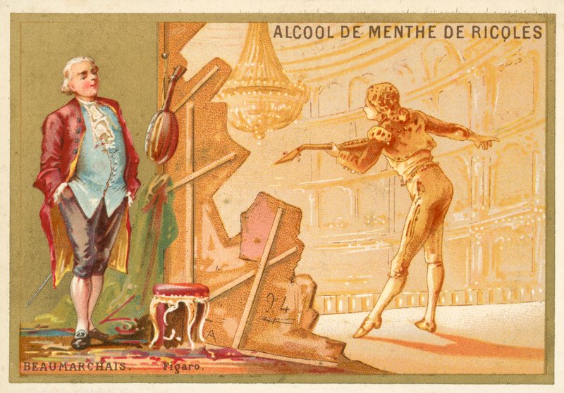 Pierre Beaumarchais, fransk dramatiker, och hans skapelse, Figaro av French School