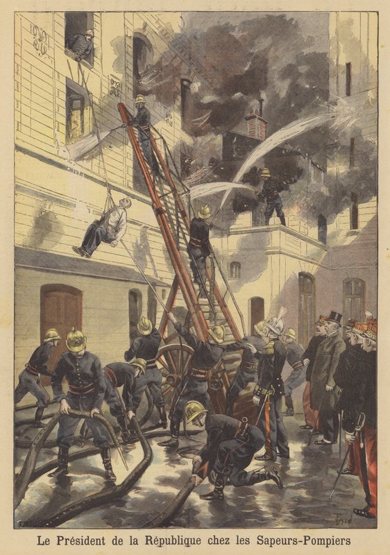 Frankrikes president Faure besöker brandkåren av French School