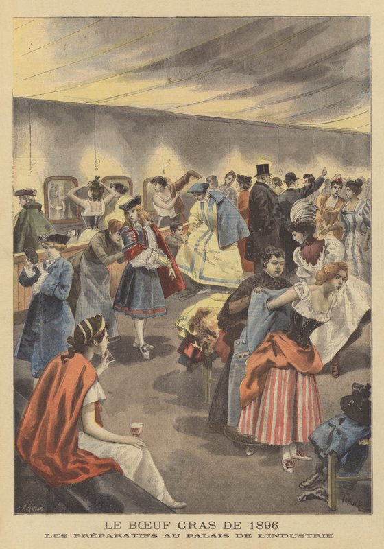 Procession av den feta oxen i Paris, 1896 av French School