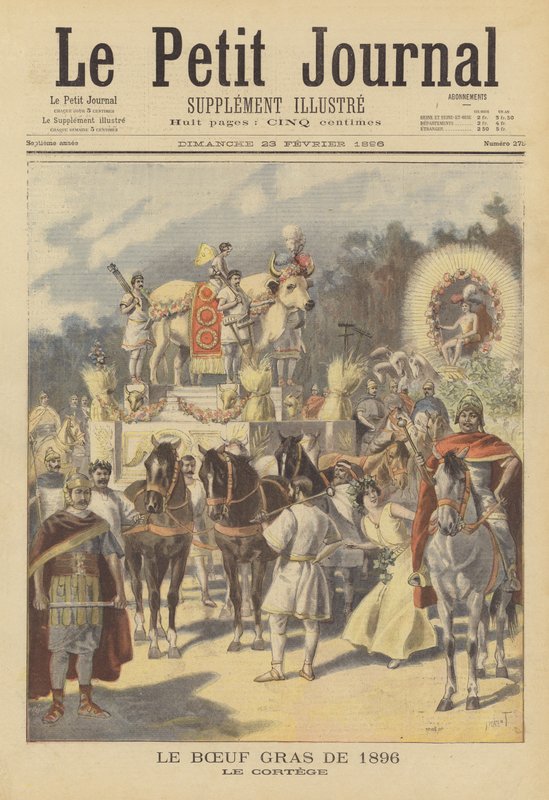 Procession av den feta oxen i Paris, 1896 av French School