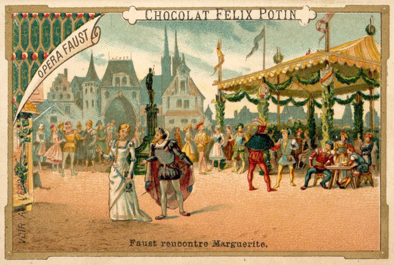 Scen från Faust, en opera av Charles Gounod av French School