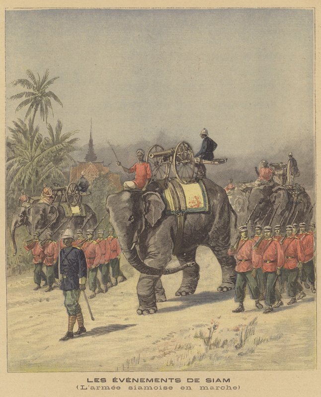 Siamesiska armén på marsch av French School