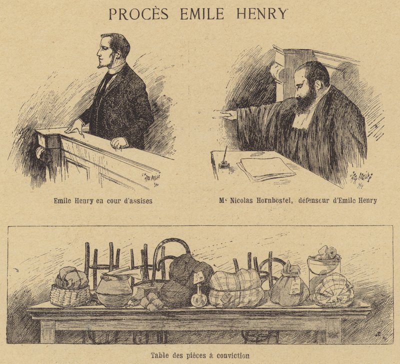 Rättegången mot den anarkistiska bombaren Emile Henry av French School