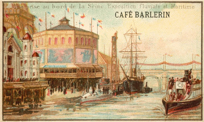 Utsikt från stranden av floden Seine och maritima utställning, Paris, 1875 av French School
