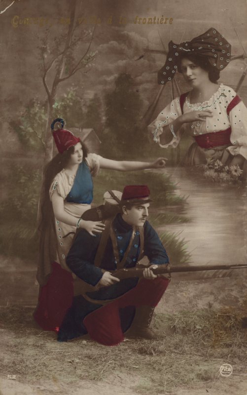En soldat vägleds av Liberty och tänker på hemmet (tonad bild) av French Photographer