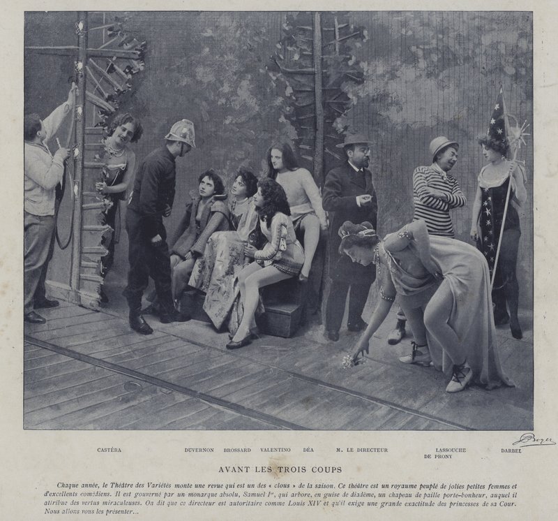 Skådespelare och skådespelerskor på Theatre des Varietes, Paris (s/v foto) av French Photographer