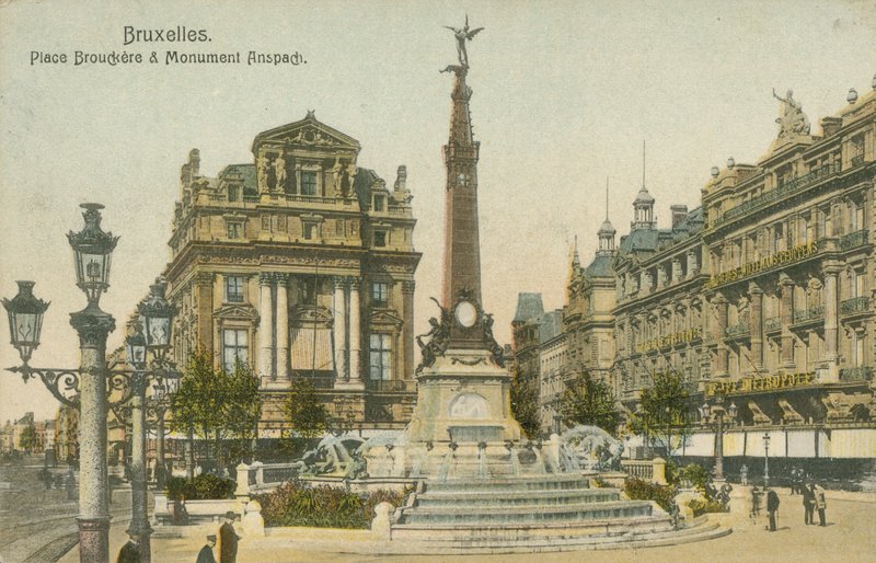 Anspach-monumentet, Brouckere Place (färgfoto) av French Photographer