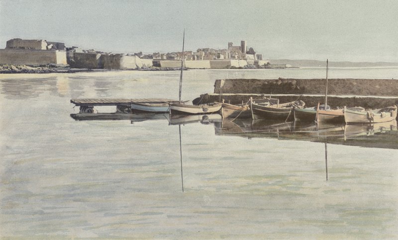 Antibes, vallar och gamla slott, utsikt från hamnen av French Photographer