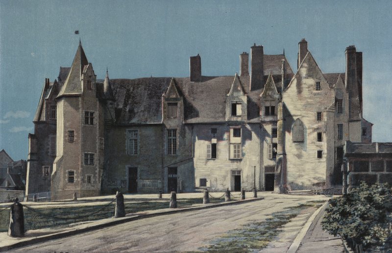 Bauge, Chateau (stadshuset och gendarmeriet), Tillsammans på torget av French Photographer
