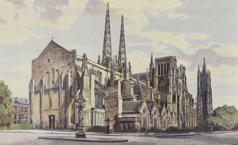 Bordeaux, Cathedrale St-Andre, ensemble S E och Tour Pey-Berland av French Photographer