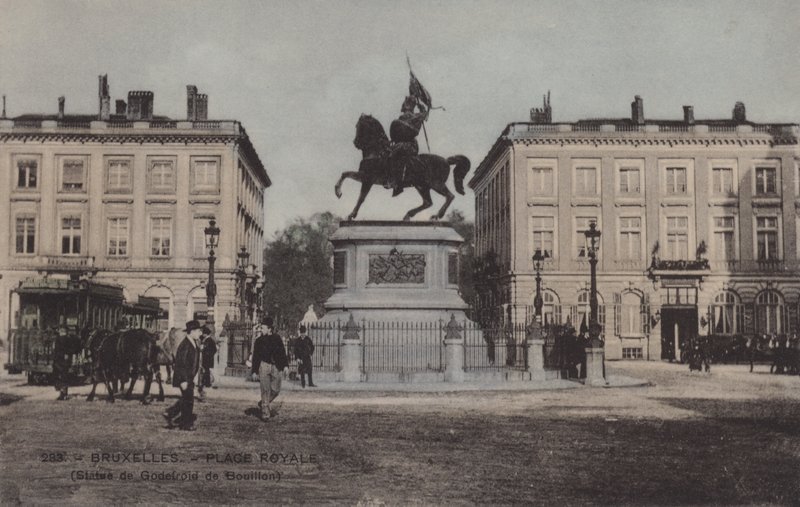 Bryssel, Place Royale, Staty av Godefroid de Bouillon av French Photographer