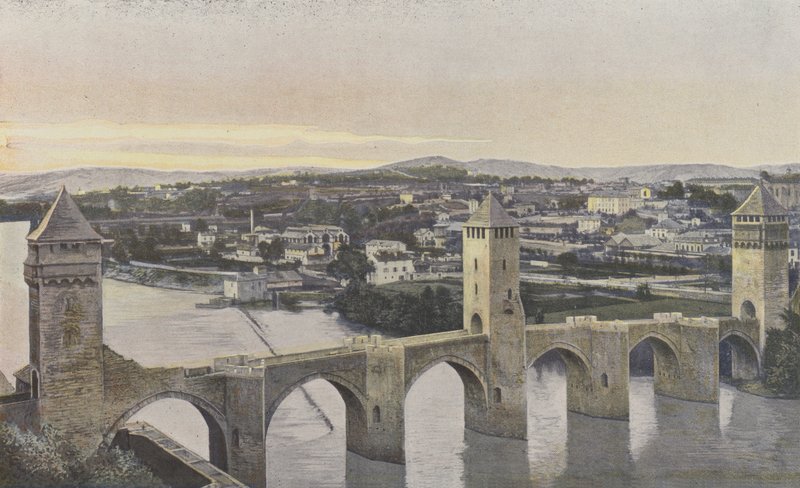 Cahors, Pont Valentre och utsikt över Lots vänstra strand av French Photographer
