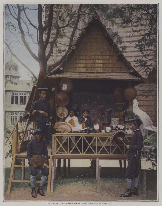 Kambodjansk hydda på Exposition Universelle 1900, Paris (färgfoto) av French Photographer