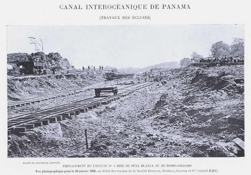 Panama Interoceanic Canal, Lock Works (bw foto) av French Photographer