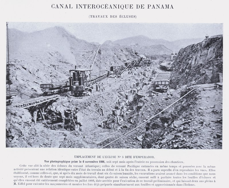 Panama Interoceanic Canal, Lock Works (bw foto) av French Photographer