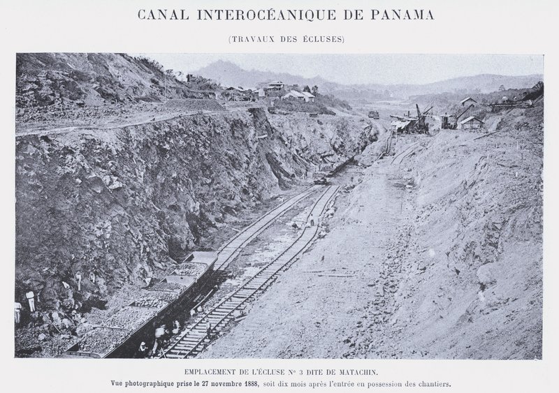 Panama Interoceanic Canal, Lock Works (bw foto) av French Photographer