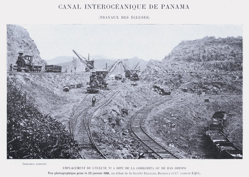 Panama Interoceanic Canal, Lock Works (bw foto) av French Photographer
