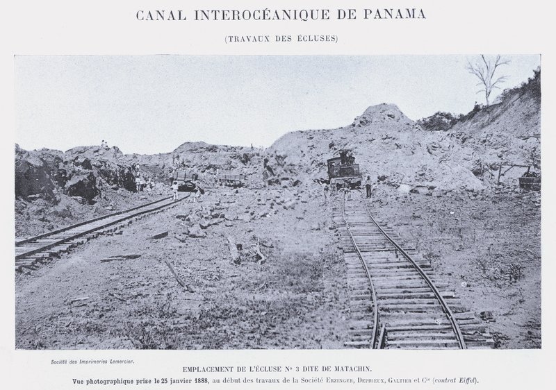 Panama Interoceanic Canal, Lock Works (bw foto) av French Photographer