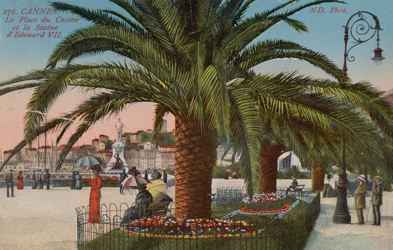 Cannes - Place du Casino och statyn av kung Edward VII av England. Vykort skickat 1913. av French Photographer