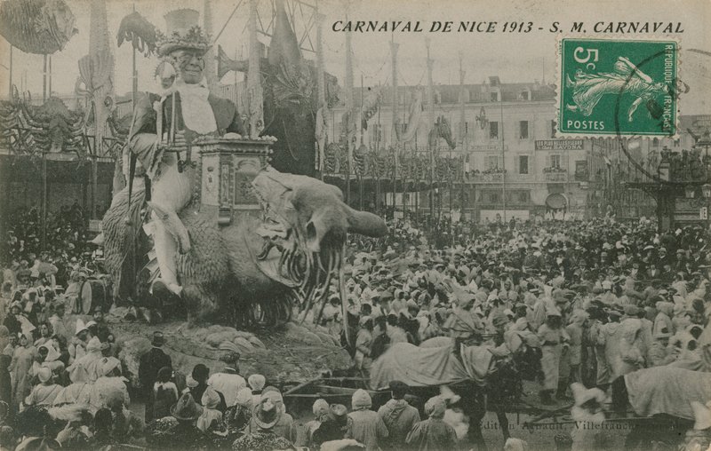 Carnaval de Nice 1913. Vykort skickat 1913. av French Photographer