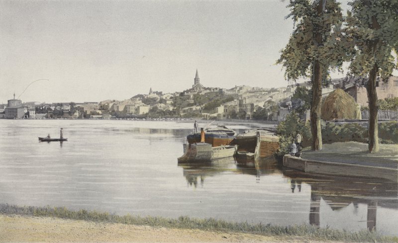 Castelnaudary, allmän utsikt tagen från Grand Bassin av French Photographer