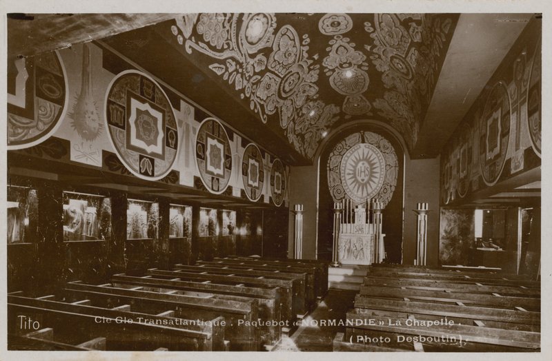 Kapell ombord på ångbåten, la Normandie. Vykort skickat 1913. av French Photographer