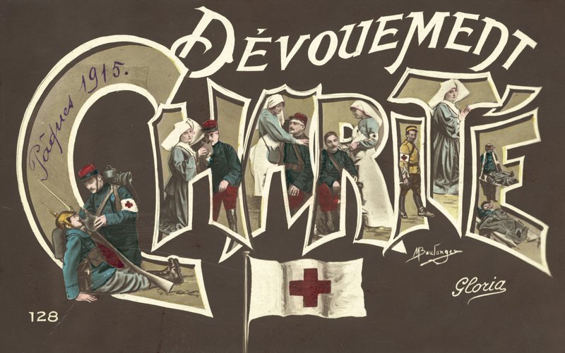 Välgörenhet, omvårdnad, i WW1 (färgfoto) av French Photographer