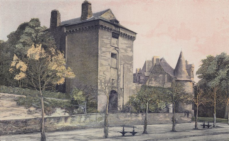 Chateaubriant, fyrkantig bevaring av det gamla slottet och Tower of the new Chateau av French Photographer