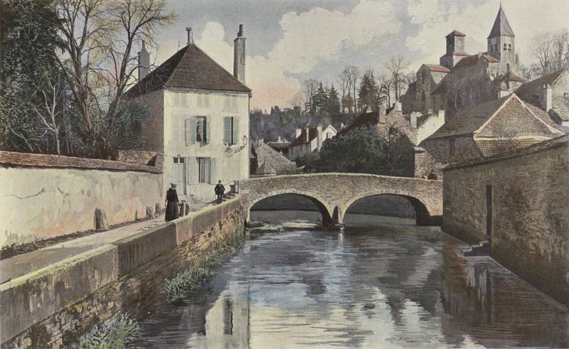 Chatillon-sur-Seine, Saint-Vorles-kyrkan och Perthuis-au-Loup av French Photographer