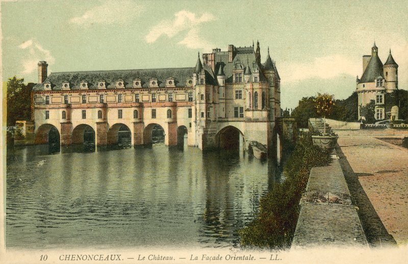 Chenonceaux, slottet, den östra fasaden av French Photographer